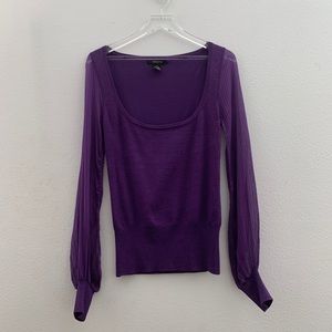 Arden B. Purple sweater with fabulous arm design.